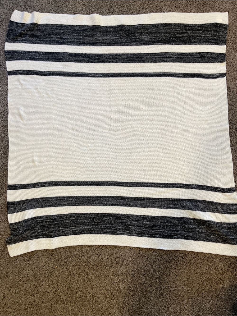 Hearth & Hand Cream and Black Striped Knit Throw